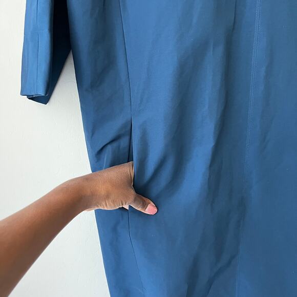 Ann Mashburn Navy Blue V-Neck 3/4‎ Sleeve Shift Mini Dress Women’s Size Medium - Picture 5 of 12